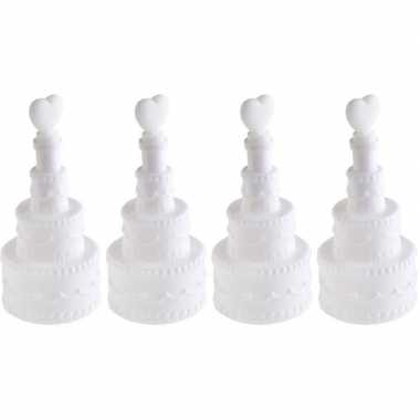 4x bruiloft bellenblaas taart met hart 3 x 7,5 cm