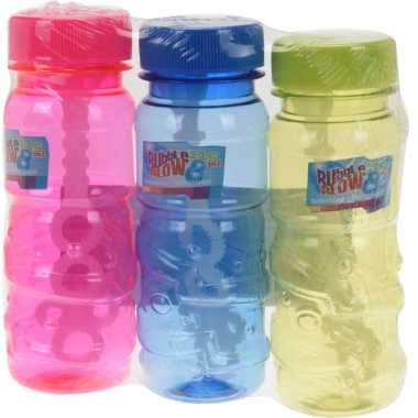 Gekleurde bellenblaas flesjes 3 stuks 115ml roze/blauw/groen